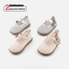 Spring 2026 Girls' Soft Leather Hollow Flats - Princess Shoes with Woven Design