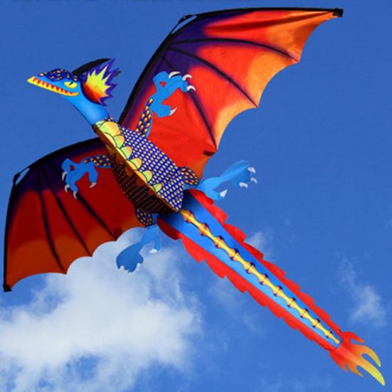 Outdoor Colorful 3D Dragon Flying Kite with 100m Tail Line Children Kids Toys