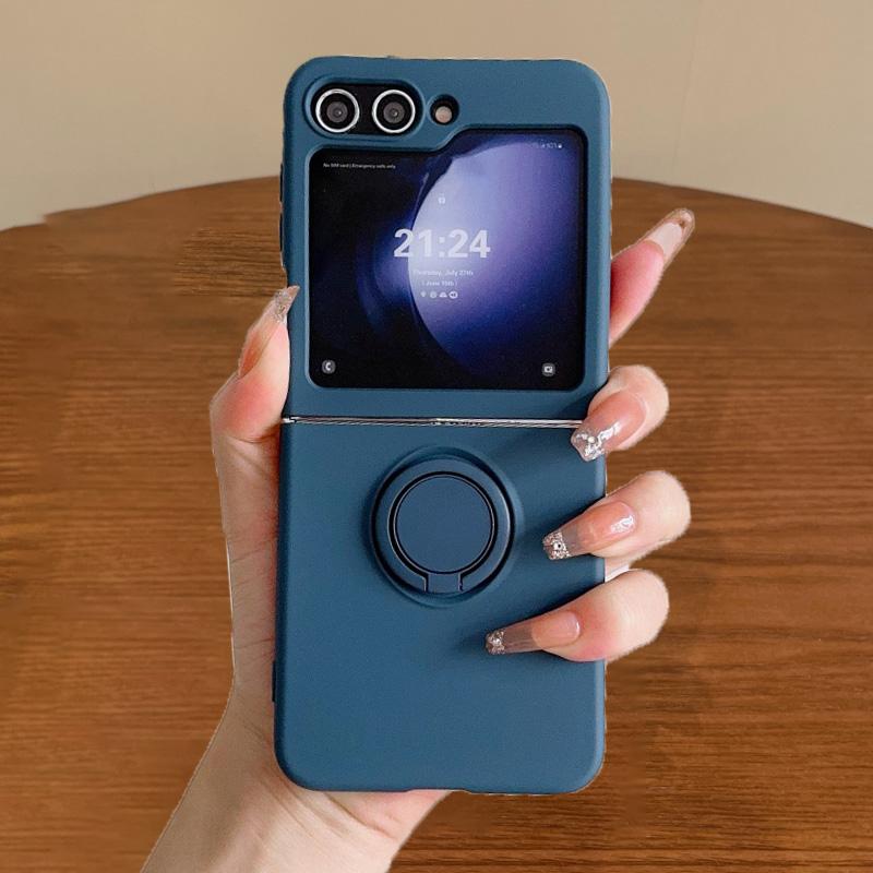 Candy Color Liquid Silicone Magnetic Phone Case For Samsung Galaxy Z Flip 7 5 4 3 ZFlip 6 Shockproof Ring Stand Soft Funda Cover