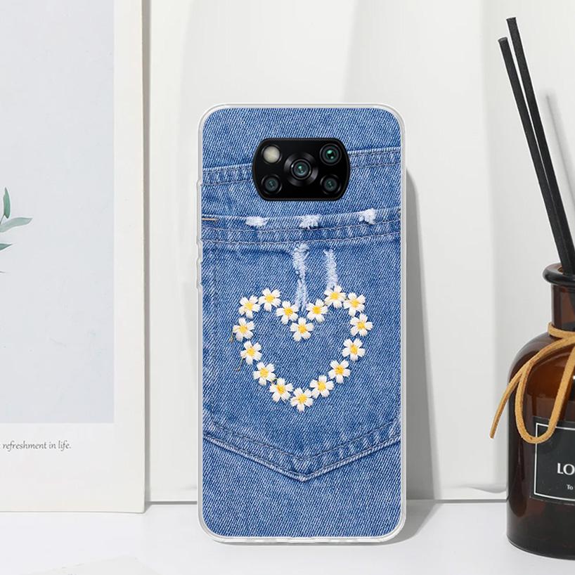 Jeans Cowboy Denim Printed Phone Case For Xiaomi Poco X7 X6 X5 M7 M8 Pro F7 Ultra Redmi 15C 15 13C 13 12C 12 10 10C 10A Art Fund