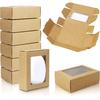 BadenBach 50 Pack Mini Rectangle Kraft Paper Boxes with Clear Windows,3.33" x 2.35" x 1.18",Tiny Small Homemade Soap Packaging Box Small Gift Boxes