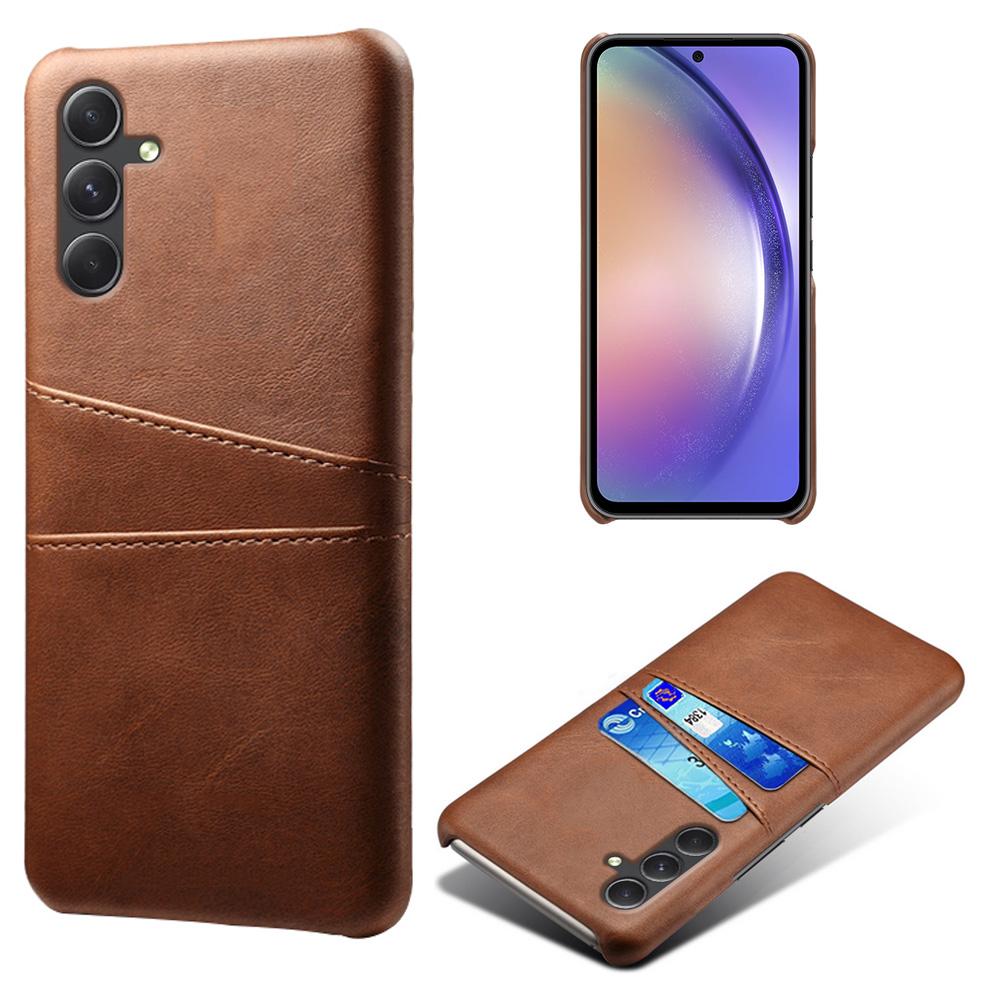 

For Samsung Galaxy S24+ Cell Phone Case PU+Hard PC Anti-scratch Card Holder Back Shell Brown