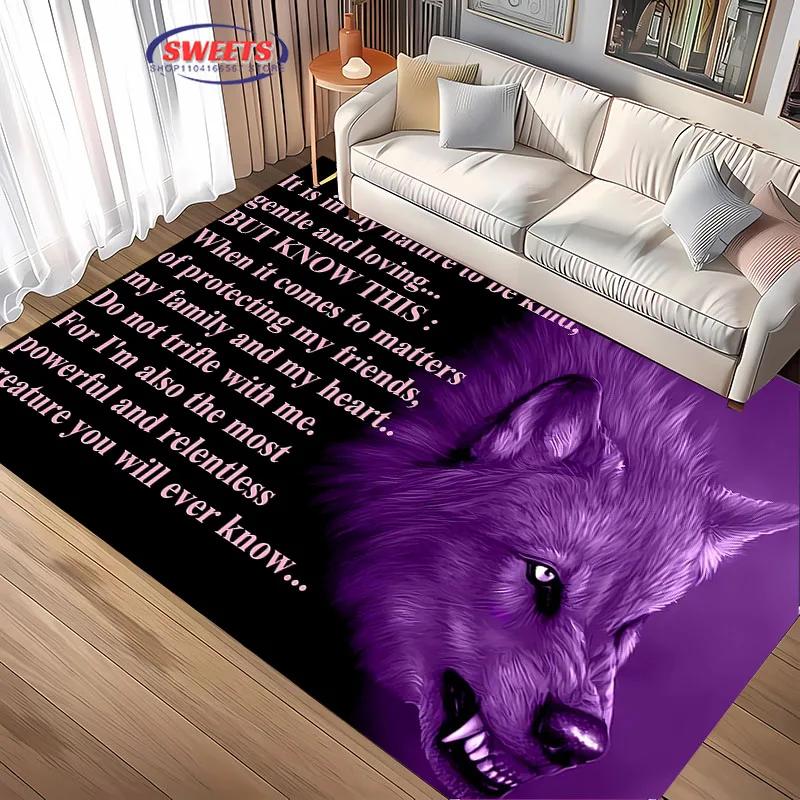 Wolf Art Non-Slip Soft Area Rug for Living Room Bedroom Sofa Doormat Home Office Decor Durable Floor Mat Gift