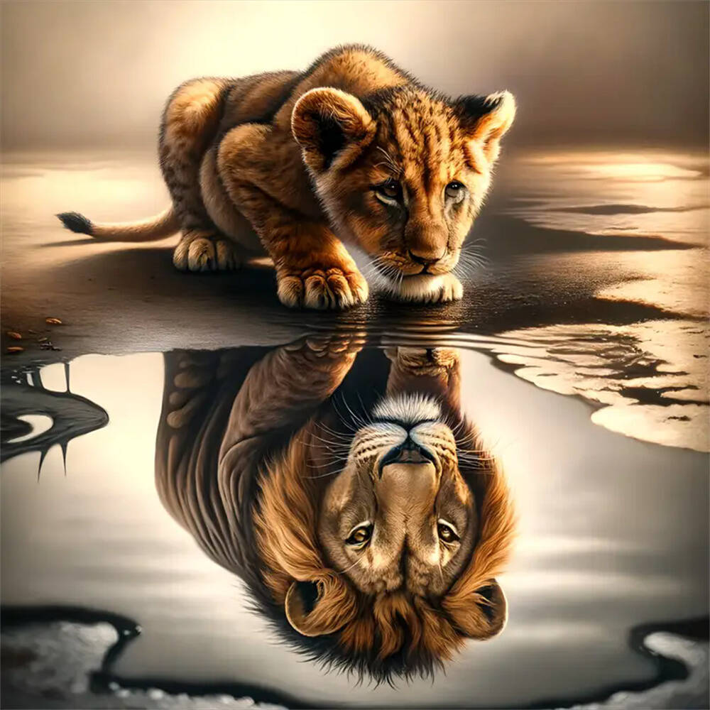 Алмазная живопись Новая коллекция Кот Лев Животное Полная круглая алмазная мозаика Домашнее Искусство для стен Спальни Round 20x20cm