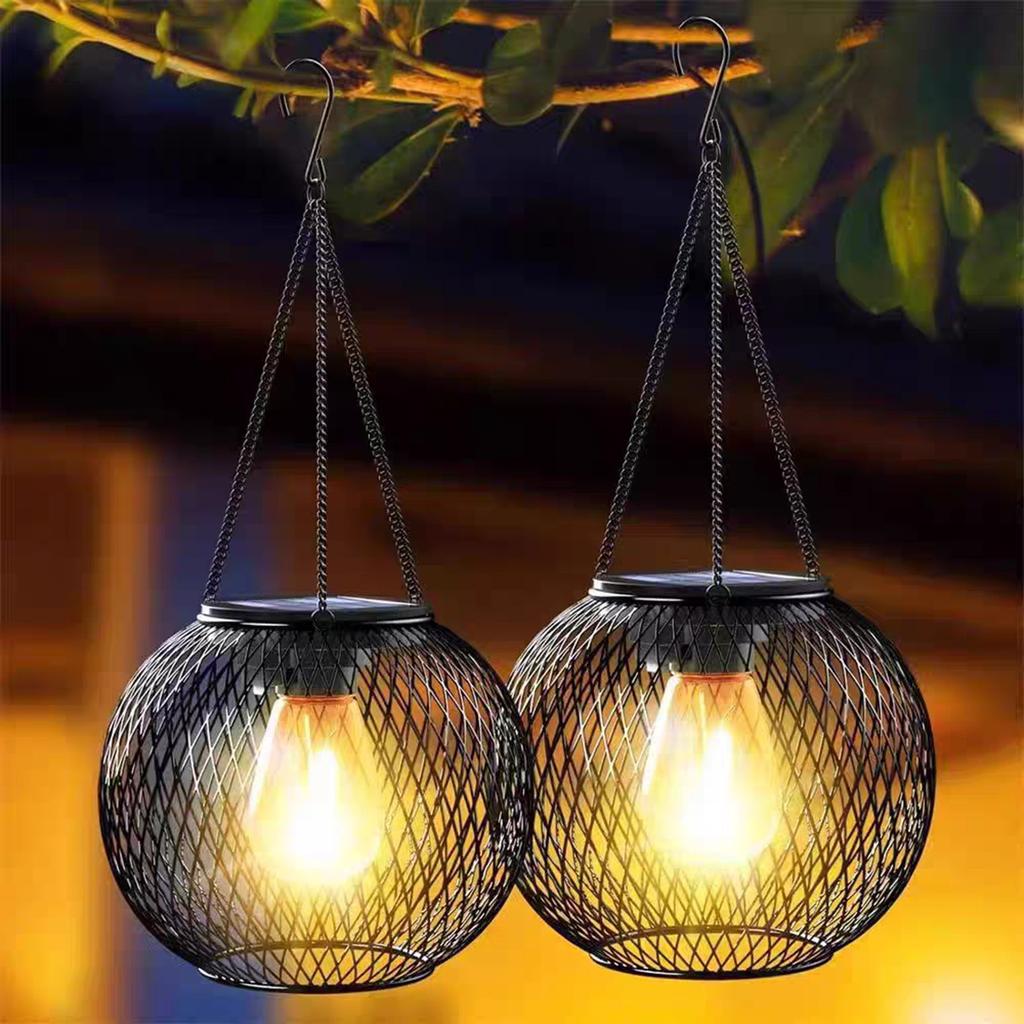 Outdoor Solar Lantern Water Proof Garden Decorative Metal Hanging Landscape Light for Table Pathway Walkway Patio Porch Yard