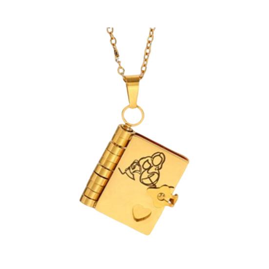 

Book Charm Necklace to My Granddaughter Book Necklace Openable Book Charm with 6 Pages Necklace Gift from Grandma for Granddaughter