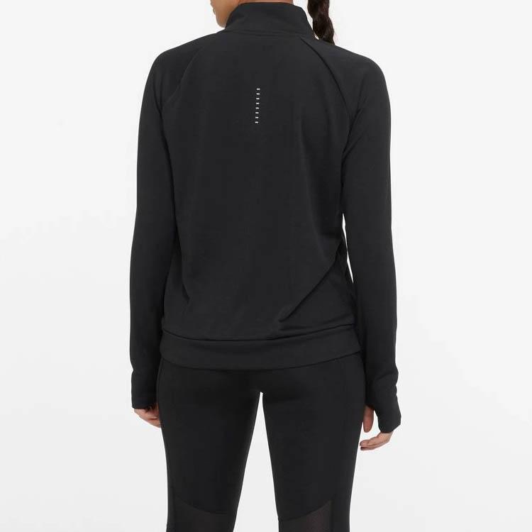 Nike Dri-Fit Double Swoosh Half-Zip Quick-Dry Reflective Long-Sleeve Sports Top Women Tops Black DD6842-010