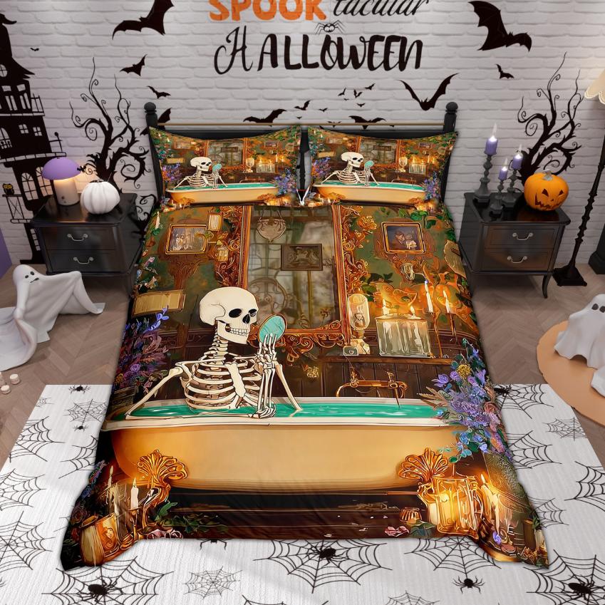Comforter Homewish Funny Skull Skeleton 2Pcs/3Pcs Happy Halloween Bedding Treat Or Trici