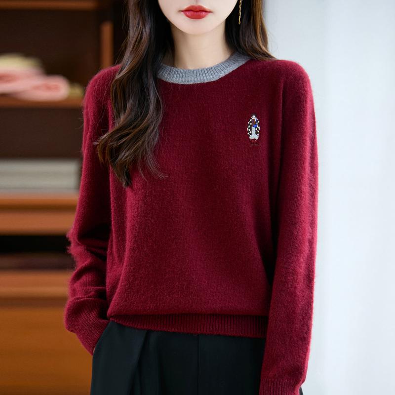 Women's Cashmere Sweater Qinghe Cashmere 30% Cashmere 70% Wool Autumn and Winter Pullover Warm and Fashionable