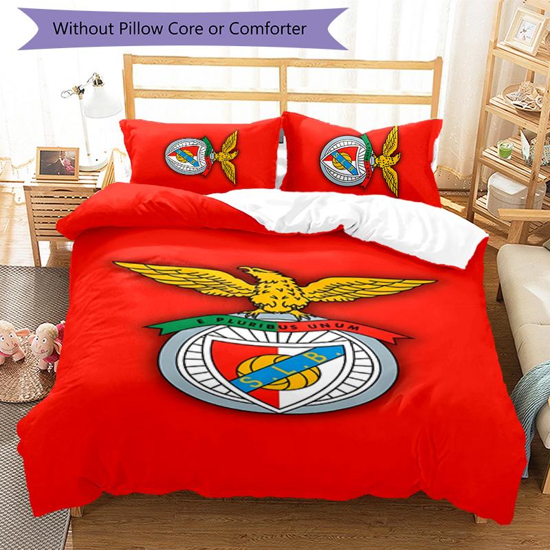3pcs B-Benfica Design Cover Set - HD Printed Bedding with 1 Cover and 2 Pillowcases - Perfect for Home and Dorm Decor
