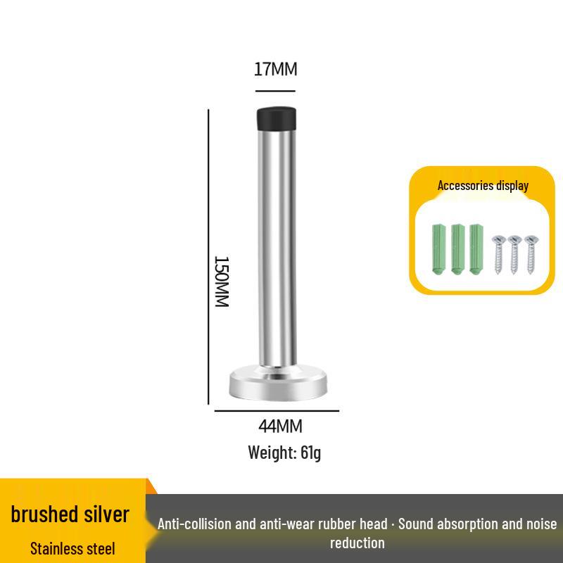 Stainless Steel Anti-Collision Rubber Door Stopper for Glass and Entrance Doors