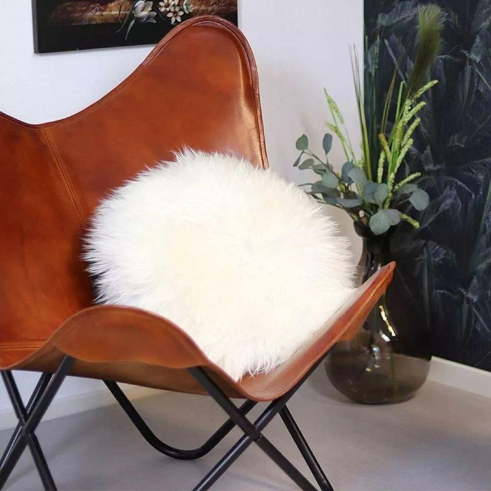Brown Vintage Leather Arm Butterfly Chair Classy & Handmade Chair with Stand