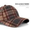 Unisex Autumn/Winter Classic Plaid Baseball Cap - Hard Top Duckbill Sun Hat