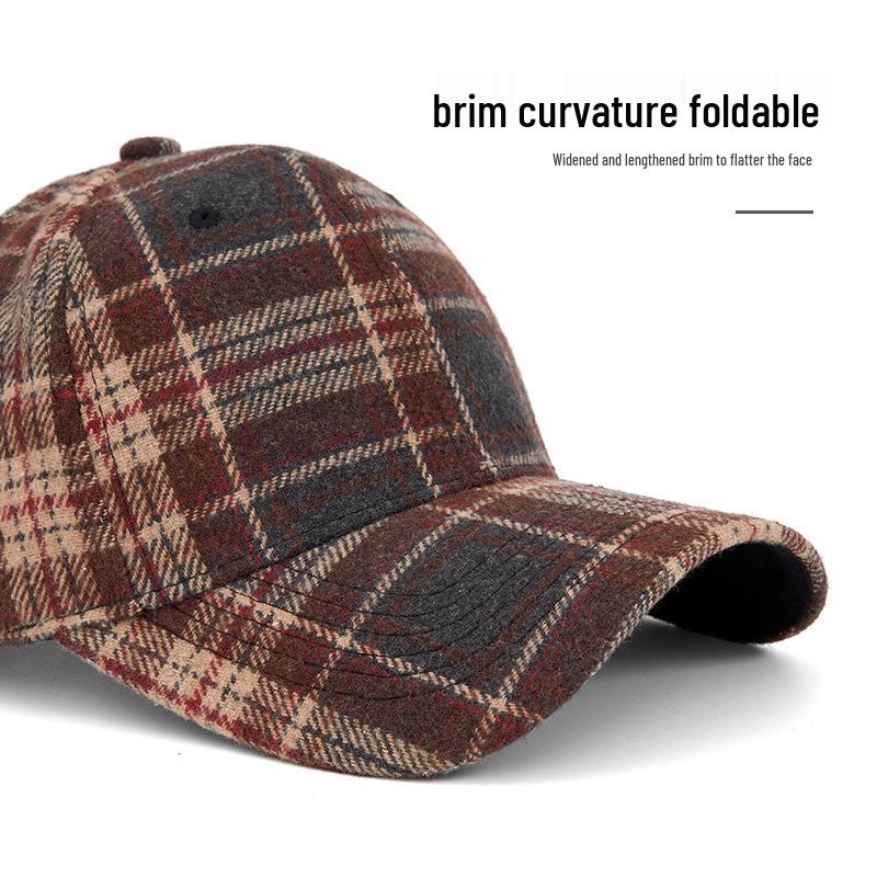 Unisex Autumn/Winter Classic Plaid Baseball Cap - Hard Top Duckbill Sun Hat