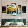 5 Panels Lake Tree Posters Canvas Painting Landscape Waterfall Pictures Prints Wall Art For Living Room Modern Home Decor