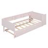 Single Bed 90x200cm Flat Bed Children Sofa with Pull-Out Computer Desk Three Shelves on The Side of Pink