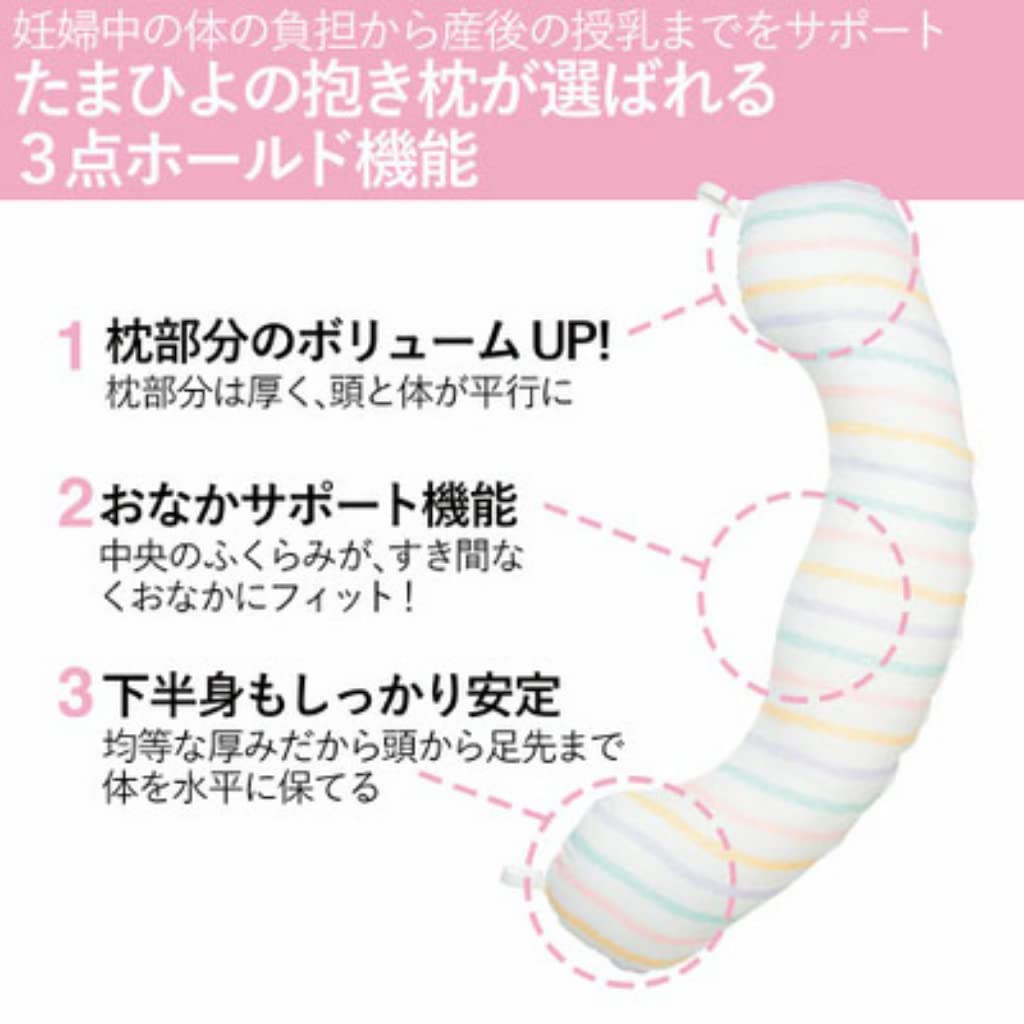 Tamahiyo SHOP [Functional Material (Breathable and Waterproof)] Body Pillow for Pregnancy, Washable, Pregnancy and Nursing Use (Crayon Border)
