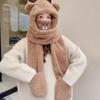 Winter Warm Women Beanies Caps Cute Bear Ear Integrated Cap Scarf Ear Protection Caps  Cycling