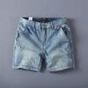 Men's Denim Shorts Vintage Style Washed Straight Fit Denim Shorts Summer Hot Trendy Korean Casual Pants for Men Short Pants