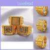 Fashionable Vintage Square Men's Ring Brass Gold Plated Adjustable Finger Jewelry