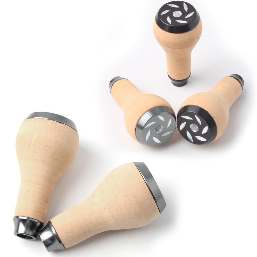 VISPREA Cork Natural Wood Reel Compatible with Shimano and Daiwa Replacement Part for Bass 4mm Shaft Baitcasting Lure and Spinning Modification Part