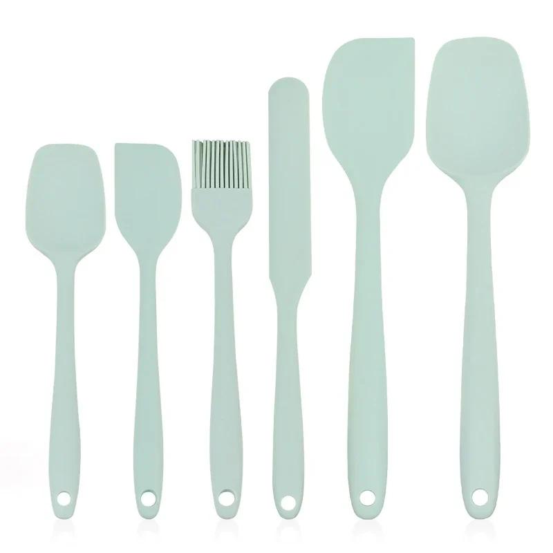 6 Pieces Silicone Spatula Set Non-Stick Heat Resistant Spatula Oil Brush Cream Mixing Spoon for Cooking Baking Mix Baking Tools