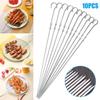 10Pcs Stainless Steel Barbecue Skewer Reusable BBQ Skewers Vegetable Iron Stick For Outdoor Camping Picnic Tools Cooking Tools