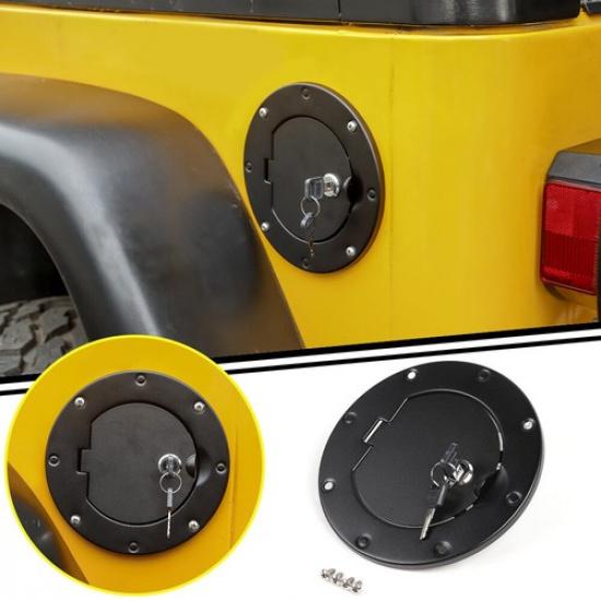 

Black Fuel Filler Gas Cap Door Tank Cover Accessories For Jeep Wrangler TJ 97-06