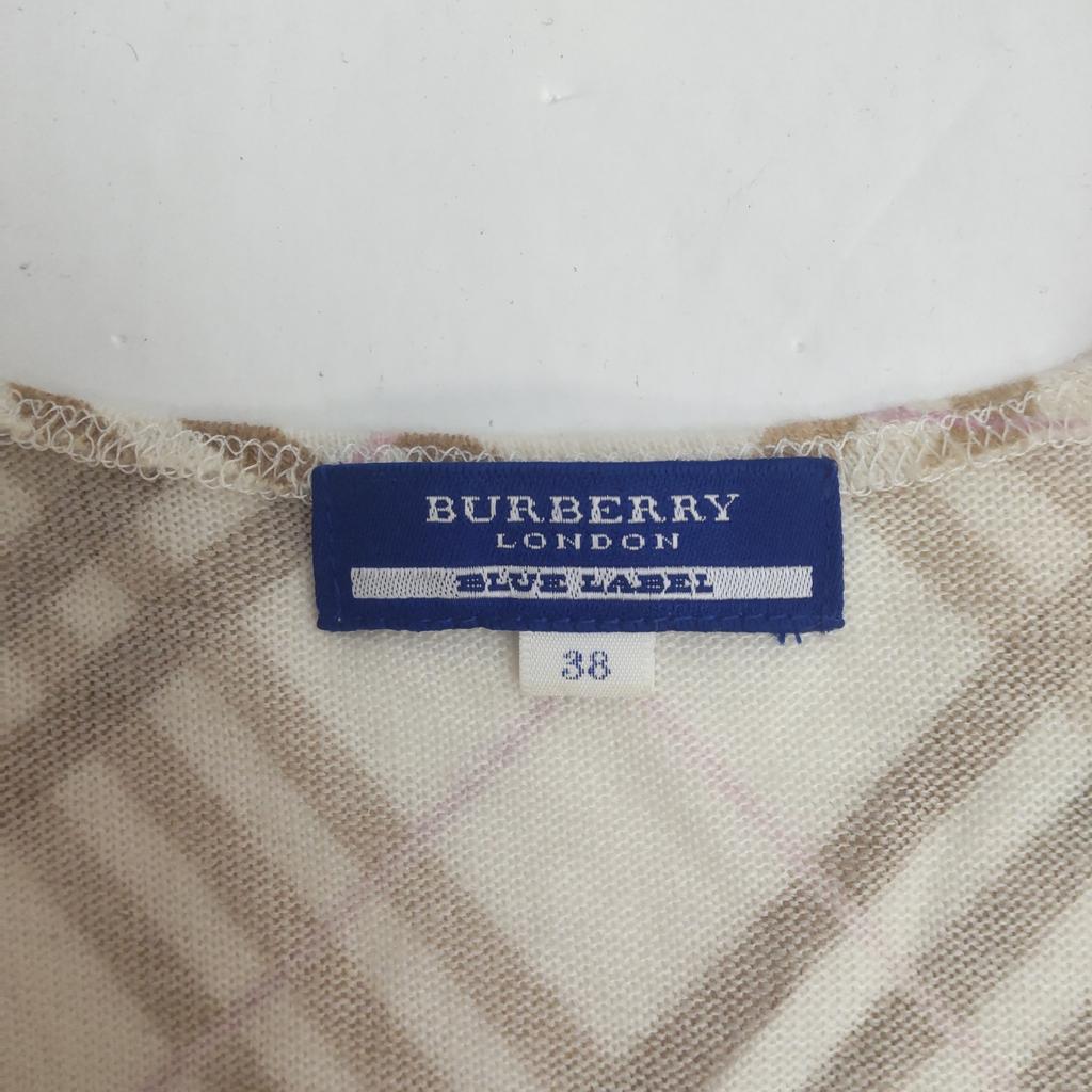 Burberry BLUE LABEL Langarm Karottenoberteil Weiß Braun Damen 38/M(GEBRAUCHT)