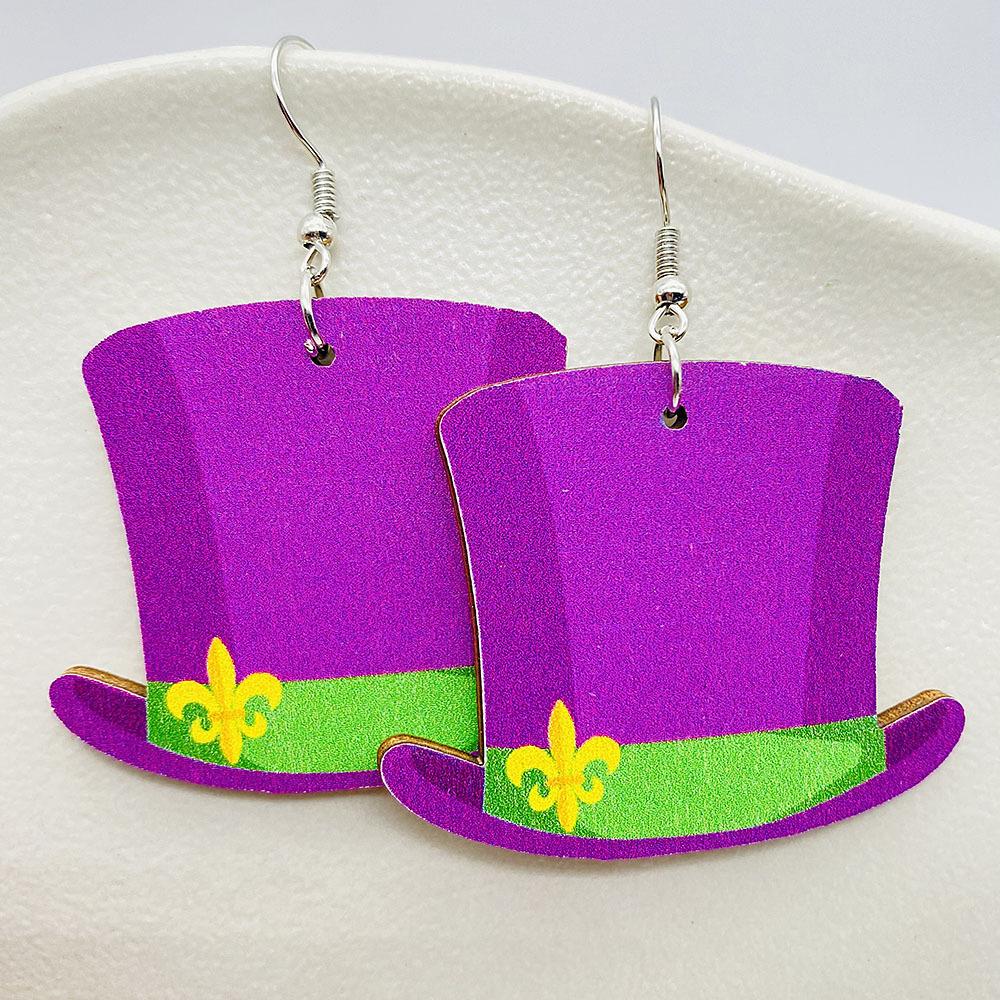 Ohrringe Karneval Bunter Festival Schmuck Übertriebene Maske Wassertropfen Hohl Holzohrringe