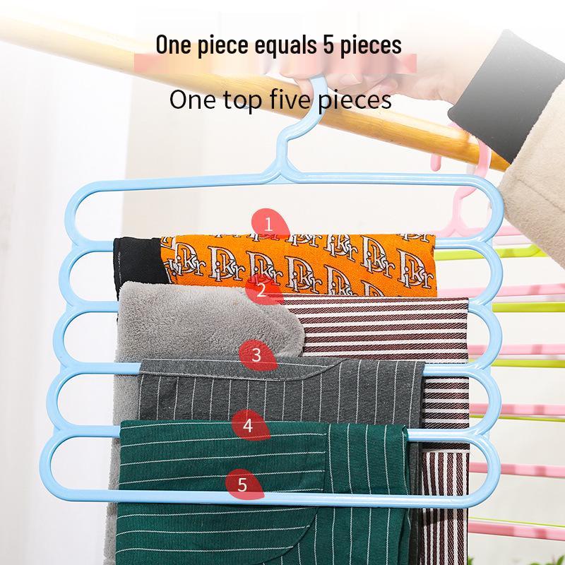 S-Shaped 5-Layer Multifunctional Pants & Scarf Hanger with Clips - No-Trace Storage Solution