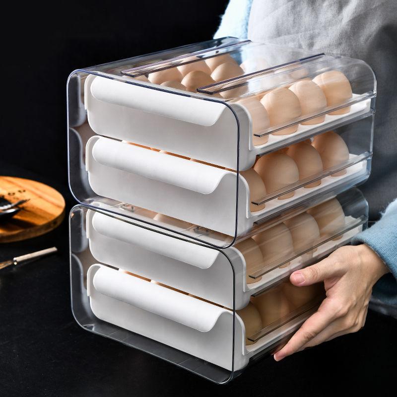 Double-layer Storage Box Refrigerator with Egg Dropper Kitchen Special Finishing Artifact Drawer Box Food-grade Fresh-keeping