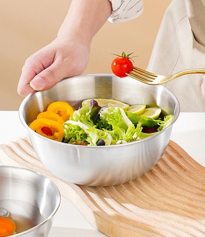 Stainless Steel Silver Salad Bowl Rice Noodles Lamian Noodles Bowl Kitchen Tableware Food Container