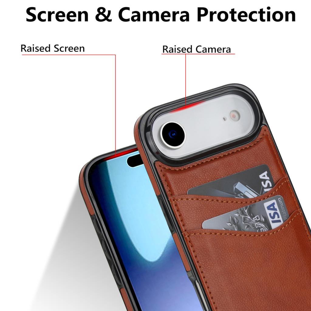 Luksusowe pionowe etui na telefon z miejscem na karty do iPhone 17 Pro Max 16 Plus 15 14 13 12 11 Odporne na wstrząsy Osłona chroniąca ekran i aparat