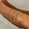 7pcs Set Fashion Luxury Acrylic Gemstone Gold Color Twisted Chain Layered Bracelets for Women Temperament Stackable Jewelry Sets