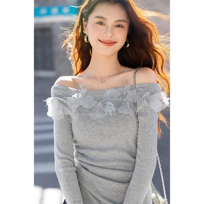 Mokana Damen Elegantes Langarm-Strickoberteil MKNJD3763