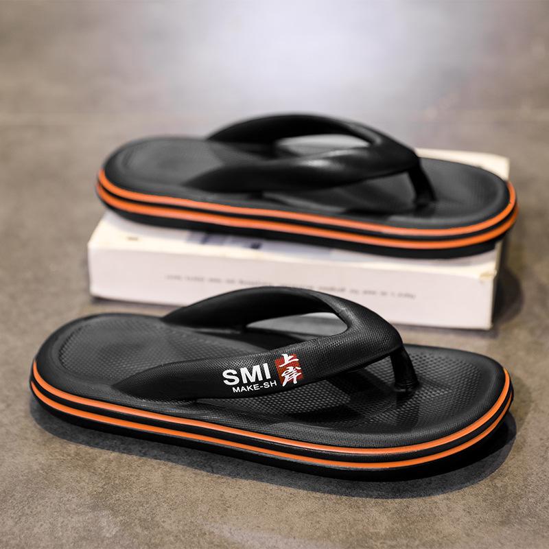 

Корейские мужские летние шлепанцы высокого класса с открытым носком для повседневного домашнего использования 42-43 оранжевый/чёрный