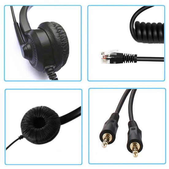 H300D Telephone Headset Lossless Noise Reduction Breathable 3.5mm RJ9 Call Center Communication Binaural Headphone for Truck Driver Office