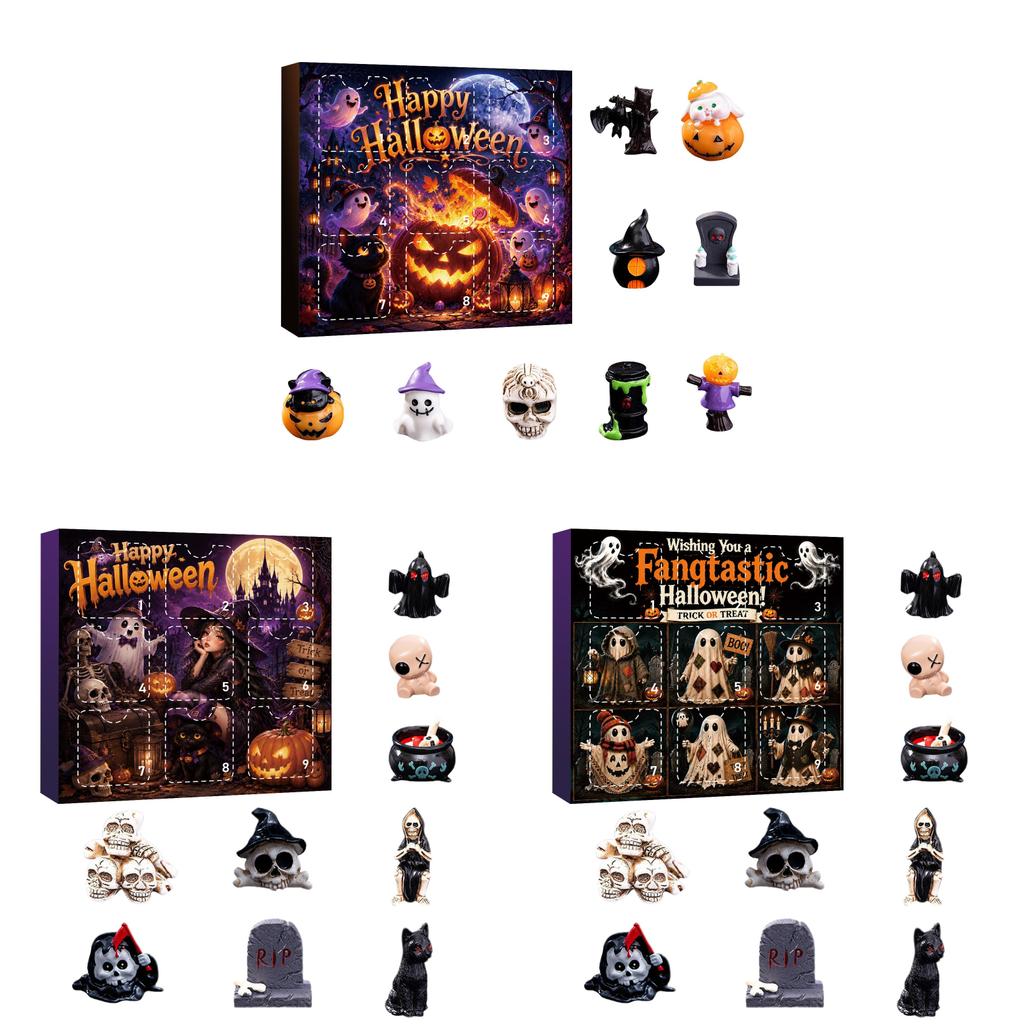 Halloween Skeleton Ghost Pumpkin Resin Figurines Set For Party Decor And Gift Giving