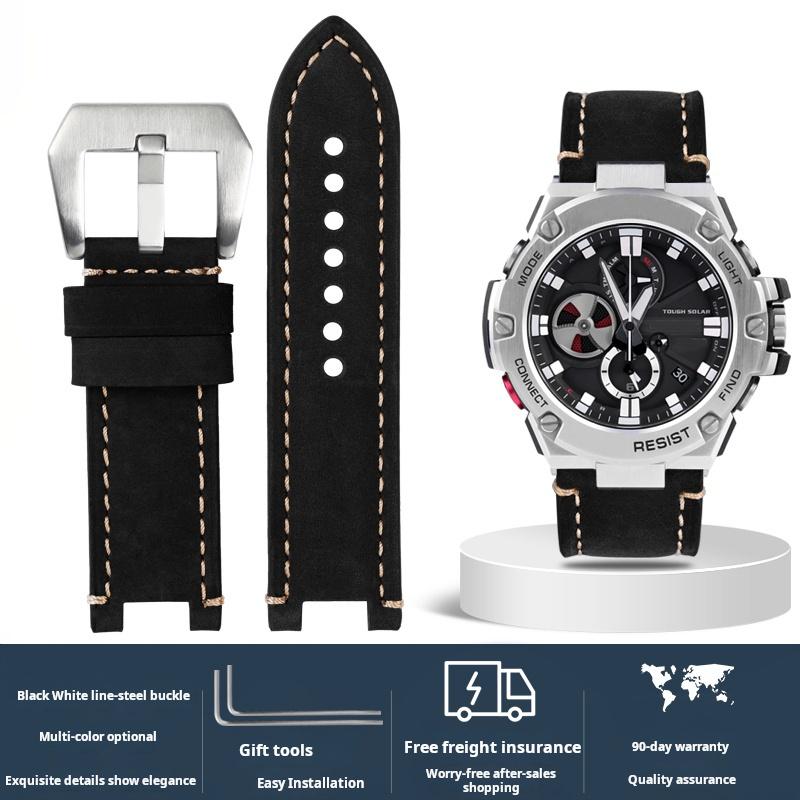 For Casio G-SHOCK series men's watchband Steel Heart GST-B100/S110/S310/W300/410/400g Vintage cowhide watch strap accessories