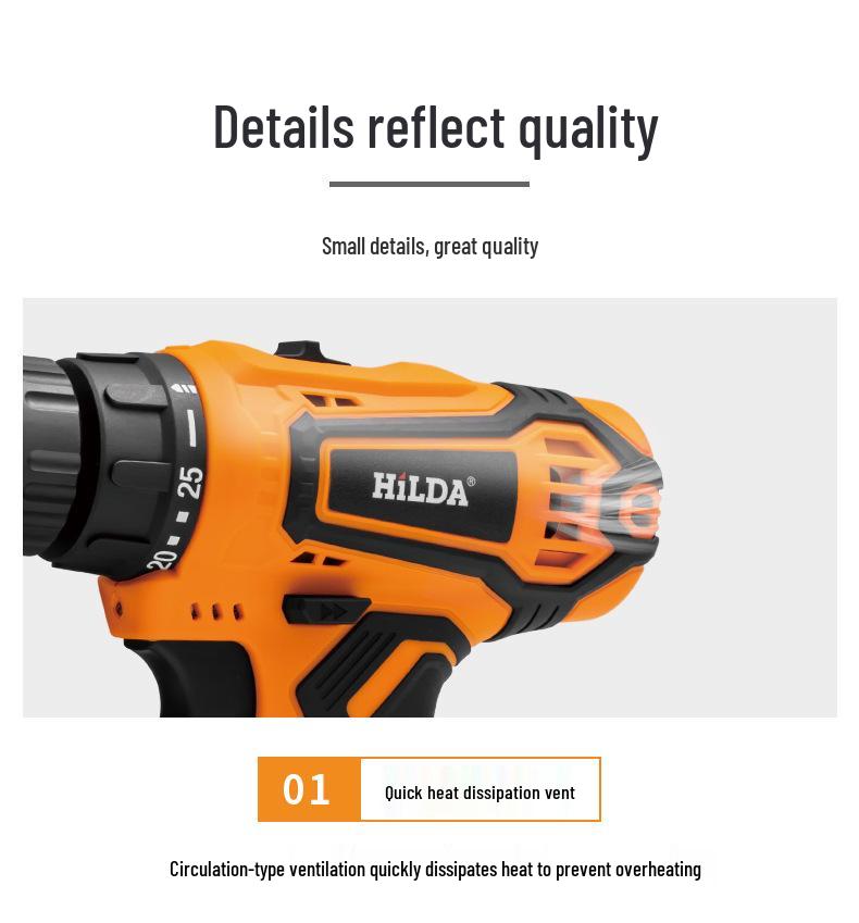 Hilda Multi-Function Rechargeable Lithium Electric Drill & Screwdriver