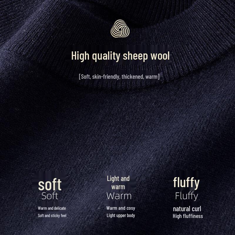 Hengyuanxiang Men's Pure Wool Turtleneck Sweater