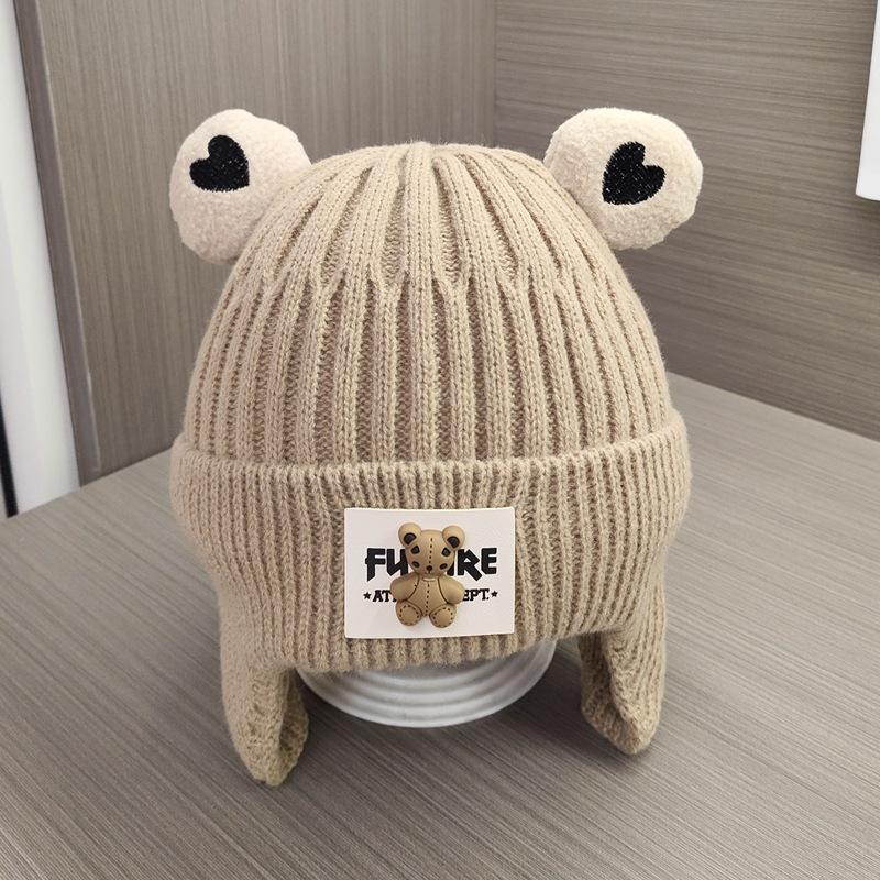 Baby hat autumn and winter boys and girls knitted wool pullover hat cute bear infant ear protection