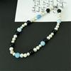 Tooxika Summer Ocean Niche Luxury Natural Blue Natural Stone Pearl Beaded Necklace Sweet Cool Collarbone Chain