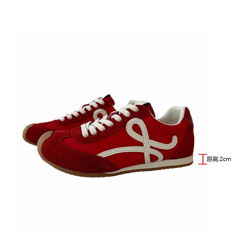 Cowhide Version~ Wang Yibo Has the Same Style of German Training Shoes, Women's Inner Height-increasing Shoes, Thick-soled Crooked Mouth Casual Spo