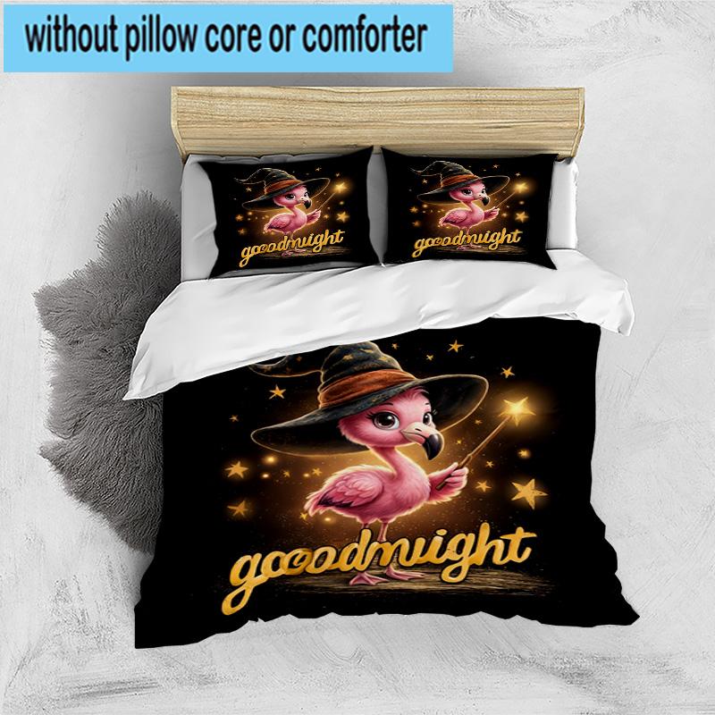 Magical Flamingo Sky 3pcs Bedding,Including 1pc Duvet Cover And 2pcs Pillowcases Perfect for Christmas,Ideal for Bedroom, Dormitory