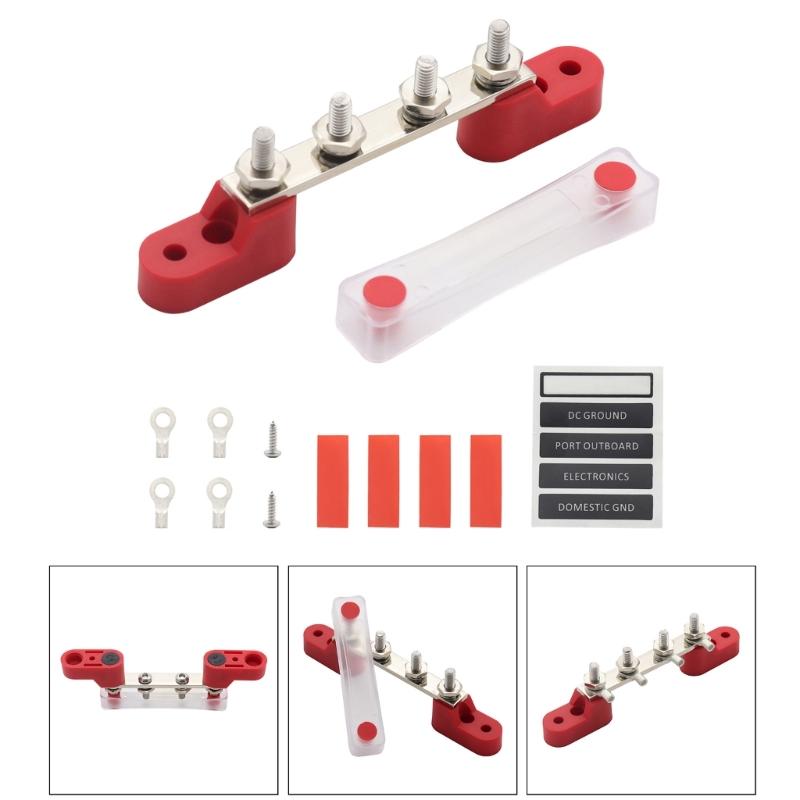 Versatile and Reliable 4 Way M6 Busbar Long lasting & Rust resistant Busbar 100A for Automotive & Marine Applications