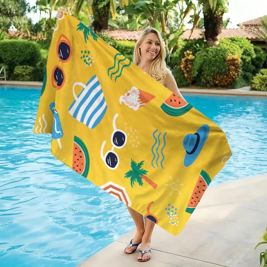 1Pc Summer Vacation Beach Towel, Soft Lightweight Design For Gym, Swimming, Pool And Seaside Use, Practical Daily Essential