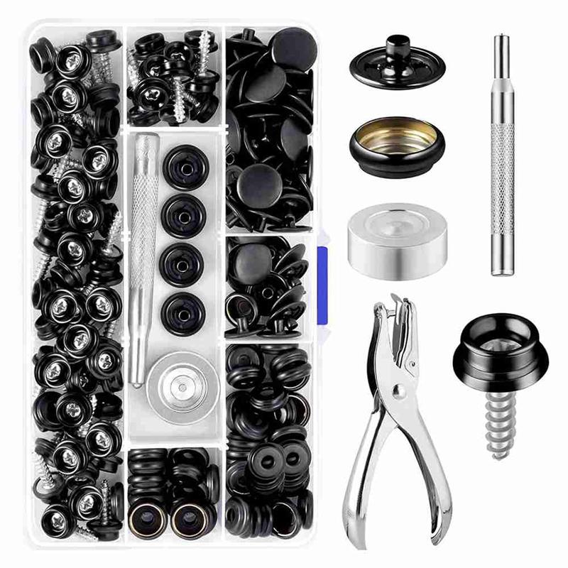 

Good-Canvas Snap Kit 2 Pcs Setting Tool,Marine Grade Stainless Steel 3/8In Socket Canvas Snap Button Fastener Kit, For Boat чорний