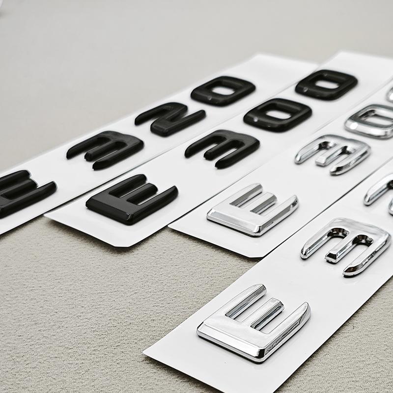 3D ABS Black Chrome Car Letters Logo E200 E220 E300 E320 E400 Emblem Rear Trunk Badge Decals For Mercedes Benz W213 W212 W211